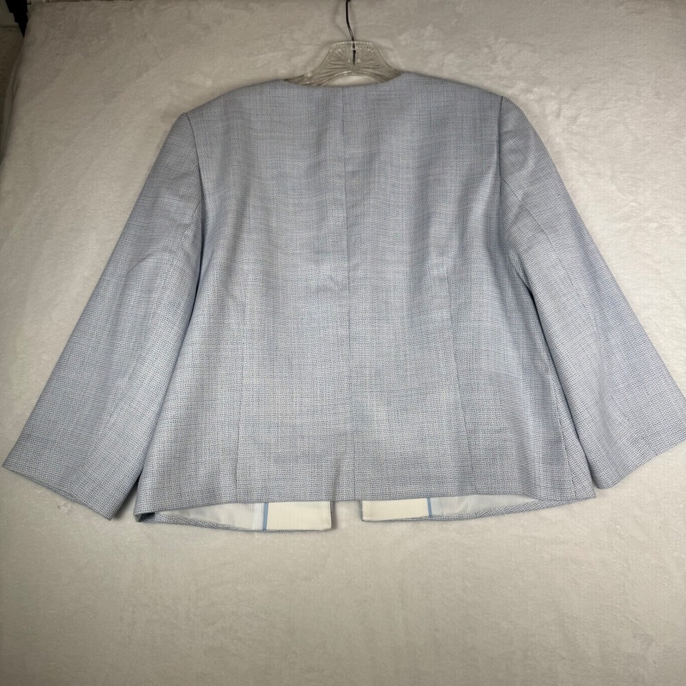Talbots Petite‎ Light Blue Textured Open Front Blazer Jacket 12P - Picture 3 of 10